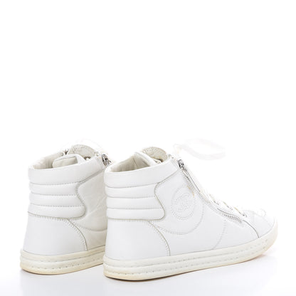 Chanel Calfskin High Top CC Sneakers 37 White 4 of 8
