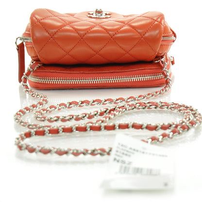 Chanel Lambskin Quilted Ultimate Wallet On Chain WOC Red 6 of 11