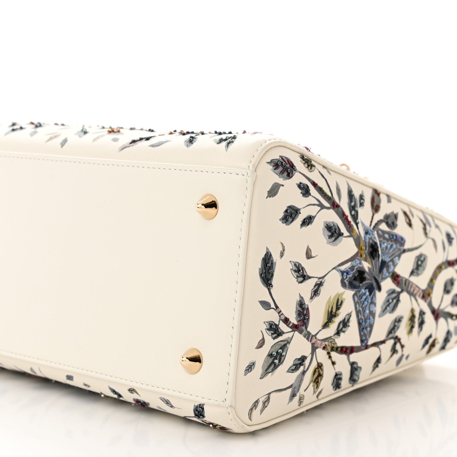 Christian Dior Calfskin Embroidered Medium Lady Dior White Multicolor 10 of 14