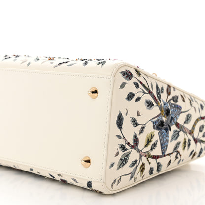 Christian Dior Calfskin Embroidered Medium Lady Dior White Multicolor 10 of 14