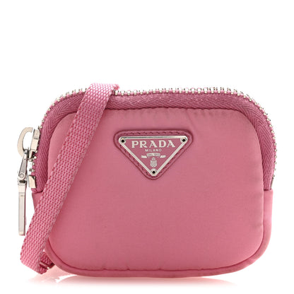 Prada Re-Nylon Triangle Micro Crossbody Pouch Pink 1 of 15