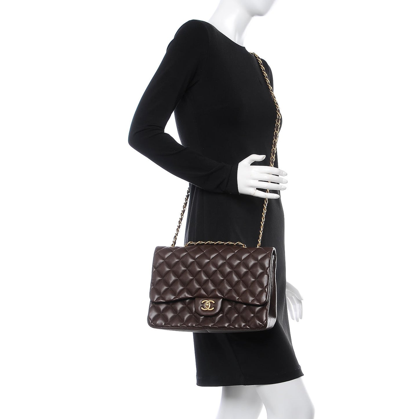 Lambskin Quilted Jumbo Single Flap Brown