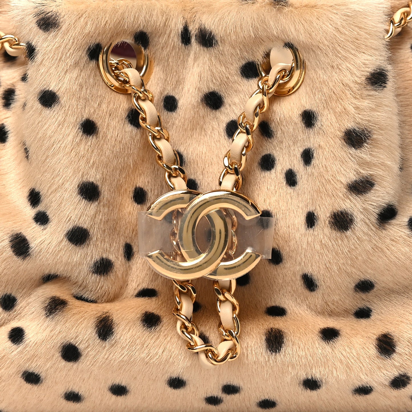 Pony Hair Mini Chanel 25 Handbag Beige Black