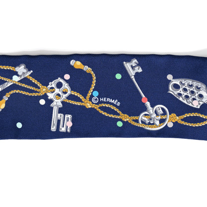 Hermes Silk Les Cles A Pois Twilly Marine Gris Argent 4 of 4