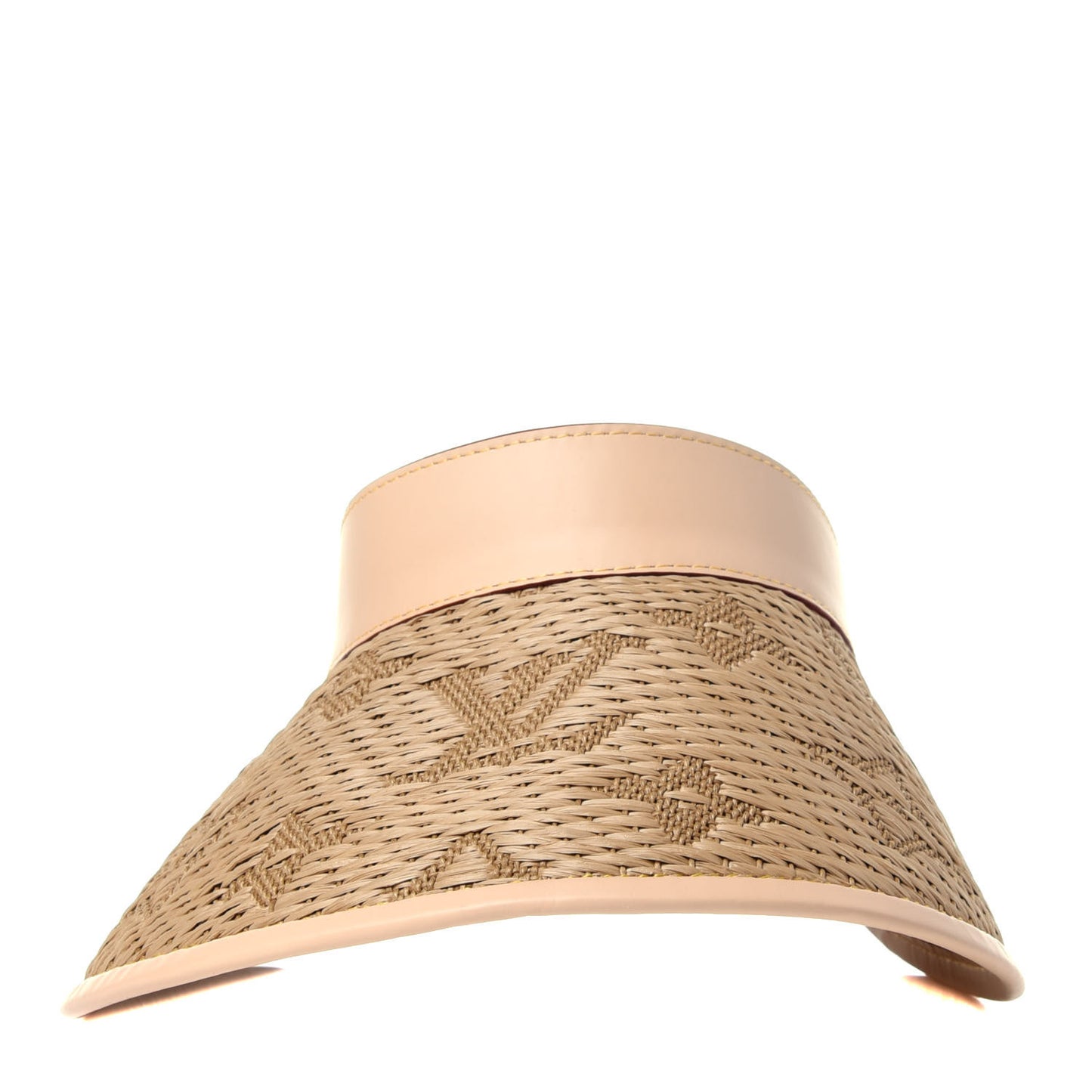 Calfskin Raffia Monogram Strawgram Visor Natural