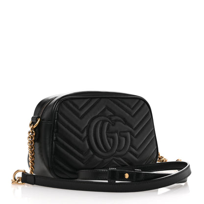 Gucci Calfskin Matelasse Small GG Marmont Chain Shoulder Bag Black 3 of 10