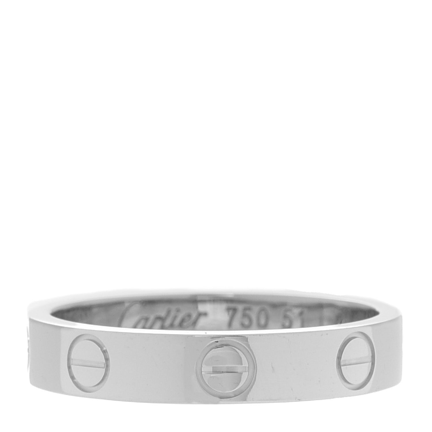 Cartier 18K White Gold 3.5mm LOVE Wedding Band Ring 51 5.75 1 of 4