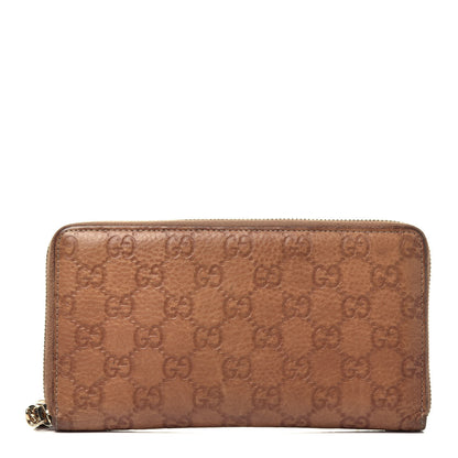 Gucci Guccissima Bamboo Tassel Zip Around Wallet Natural Brown 1 of 8