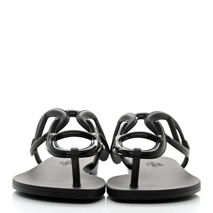 Hermes Rubber Womens Egerie Sandals 36 Black 2 of 9