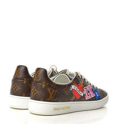 Louis Vuitton Calfskin Monogram LV Black Heart Sneakers 38.5 Cacao 4 of 8