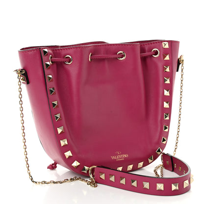 Valentino Garavani Vitello Mini Rockstud Chain Strap Bucket Bag Deep Cyclamin 3 of 9
