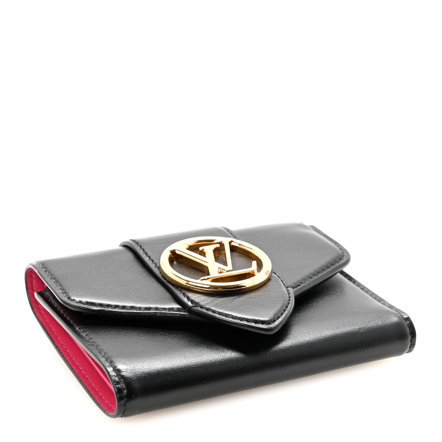Louis Vuitton Smooth Calfskin LV Pont 9 Compact Wallet Black 4 of 7