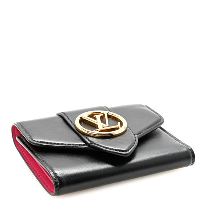 Louis Vuitton Smooth Calfskin LV Pont 9 Compact Wallet Black 4 of 7