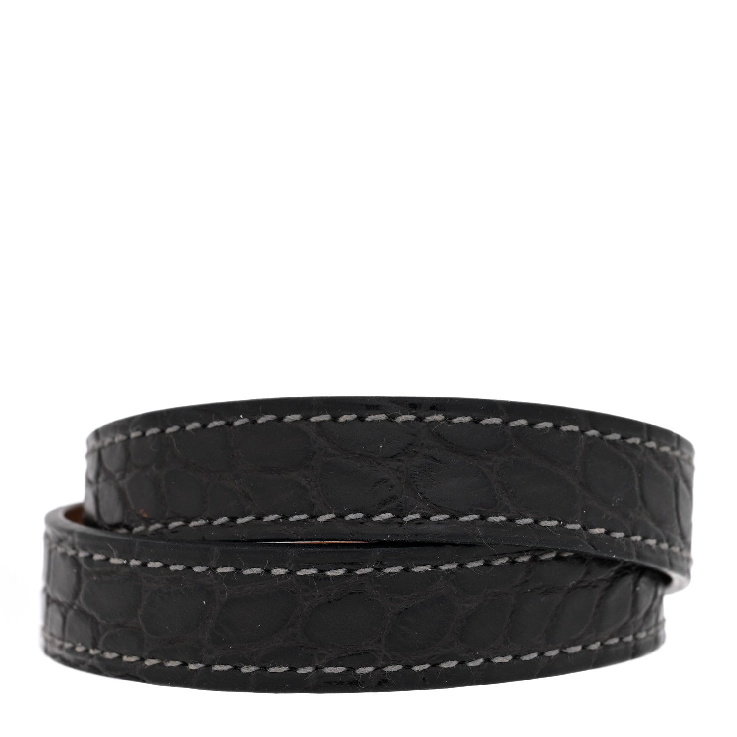 Hermes Shiny Alligator Kelly Double Tour Bracelet S Black 3 of 4