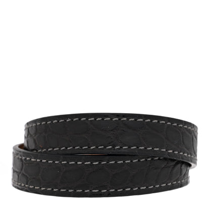 Hermes Shiny Alligator Kelly Double Tour Bracelet S Black 3 of 4