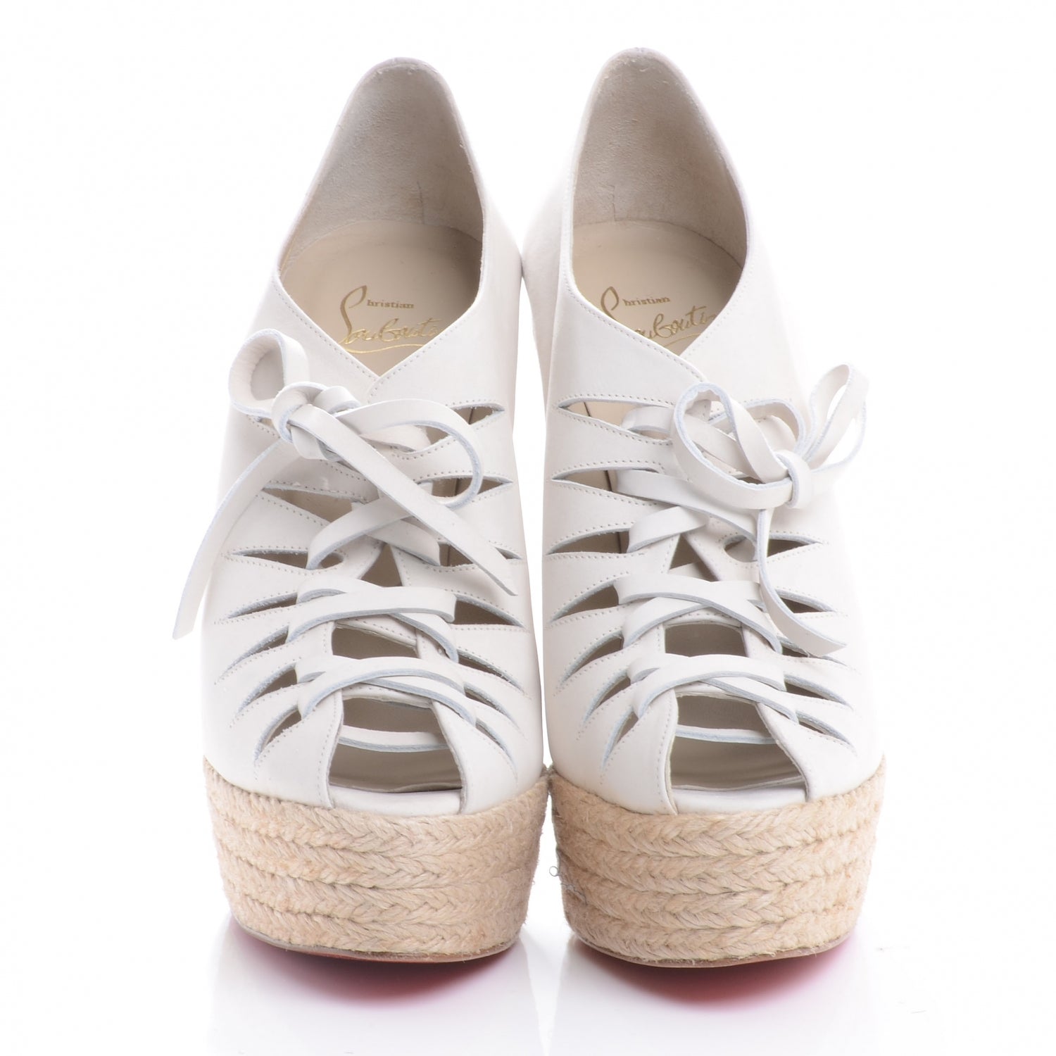 Christian Louboutin Suede Viva Boom 140 Espadrille Booties 39 Creme 2 of 8