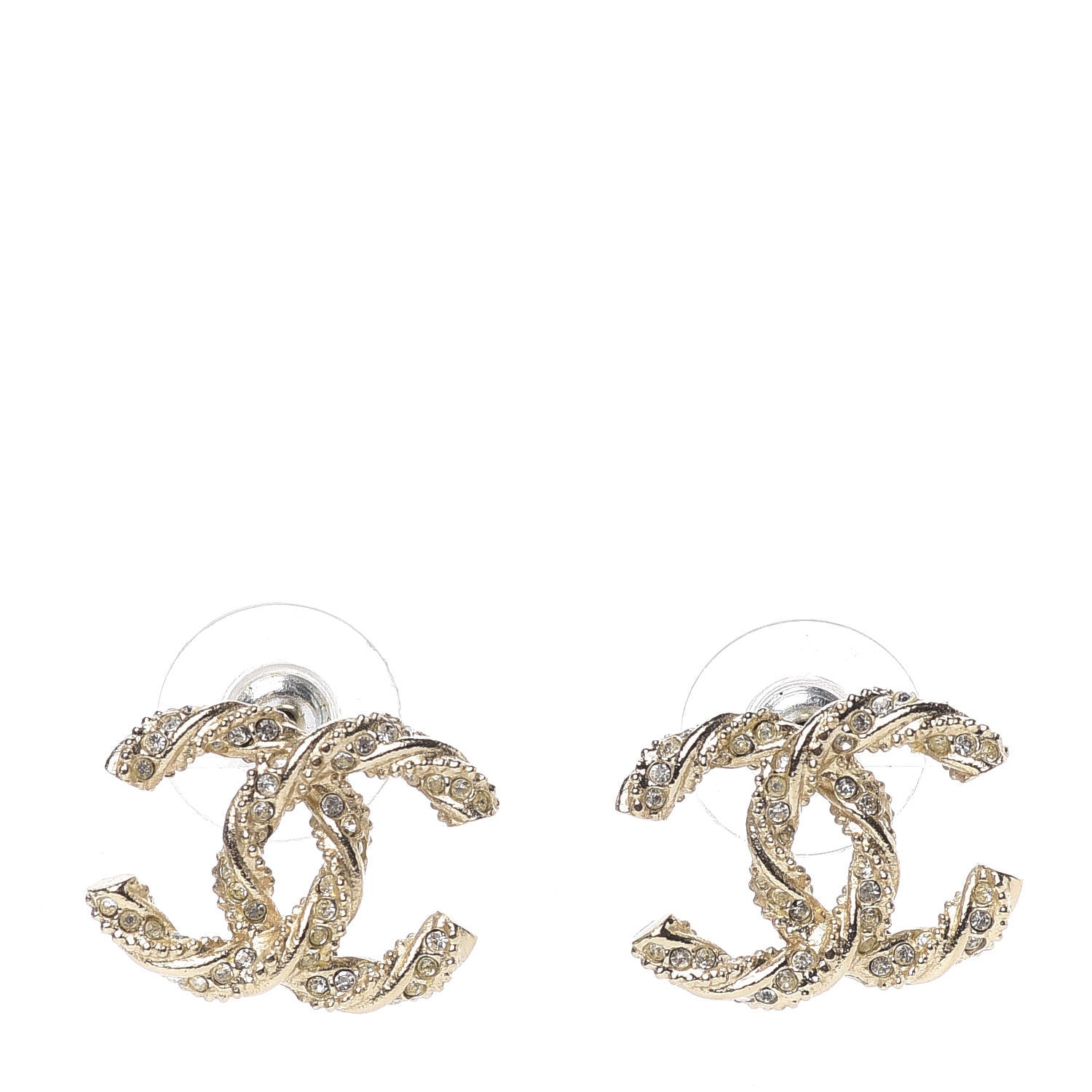 Chanel Crystal Twisted CC Earrings Gold 1 of 5