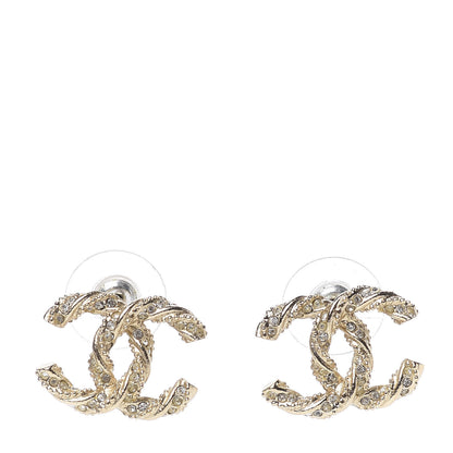Chanel Crystal Twisted CC Earrings Gold 1 of 5