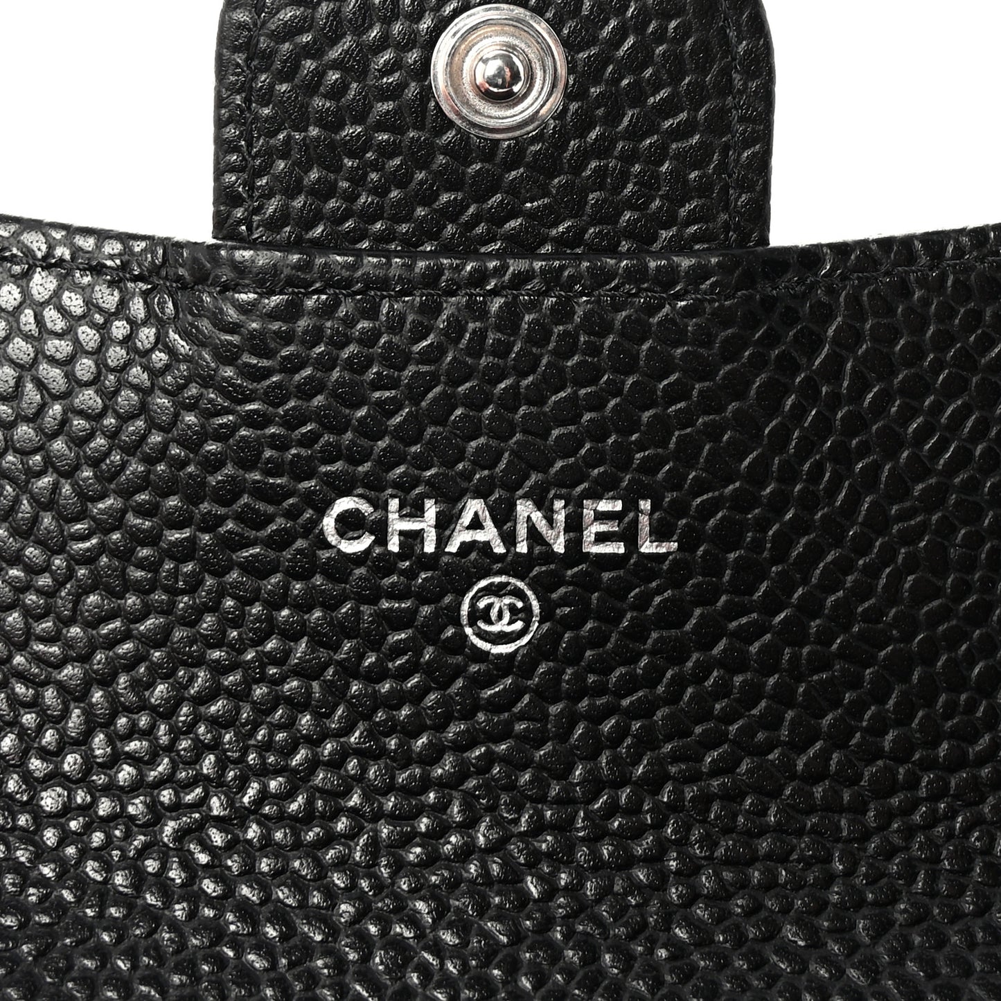 Caviar Quilted Flap Card Holder Wallet Black Black