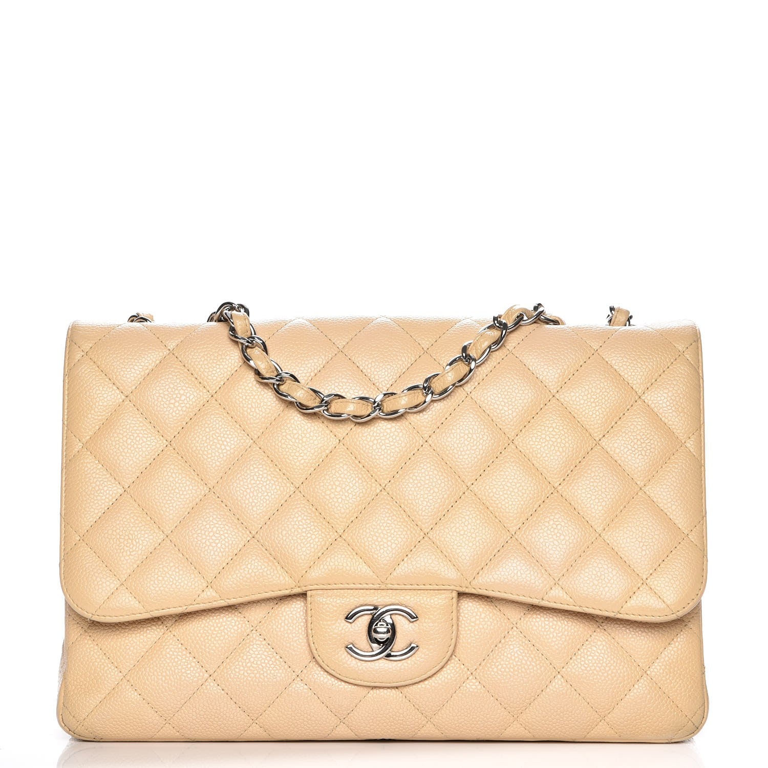 Chanel Caviar Quilted Jumbo Single Flap Beige Clair 1 of 7