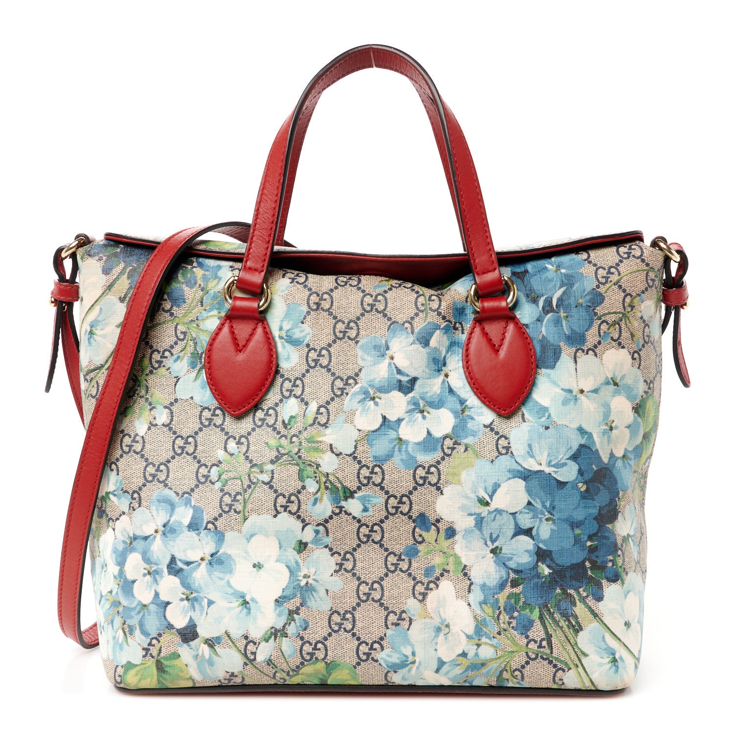 Gucci GG Supreme Monogram Blooms Linea A Foldover Tote Blue 1 of 13