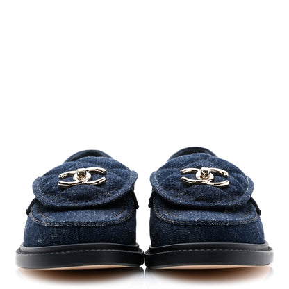Chanel Denim CC Turnlock Loafers 36.5 Dark Blue 2 of 8