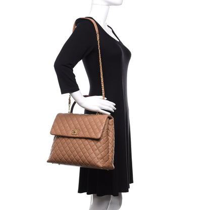 Chanel Caviar Lizard Quilted Large Coco Handle Flap Beige 2 of 13