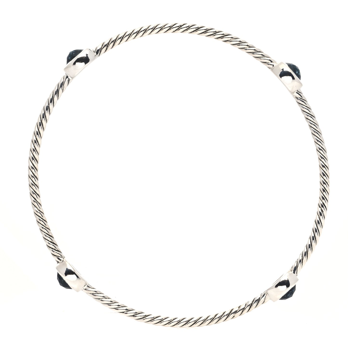 Sterling Silver Blue Topaz 3mm Color Classics Four Station Bangle Bracelet