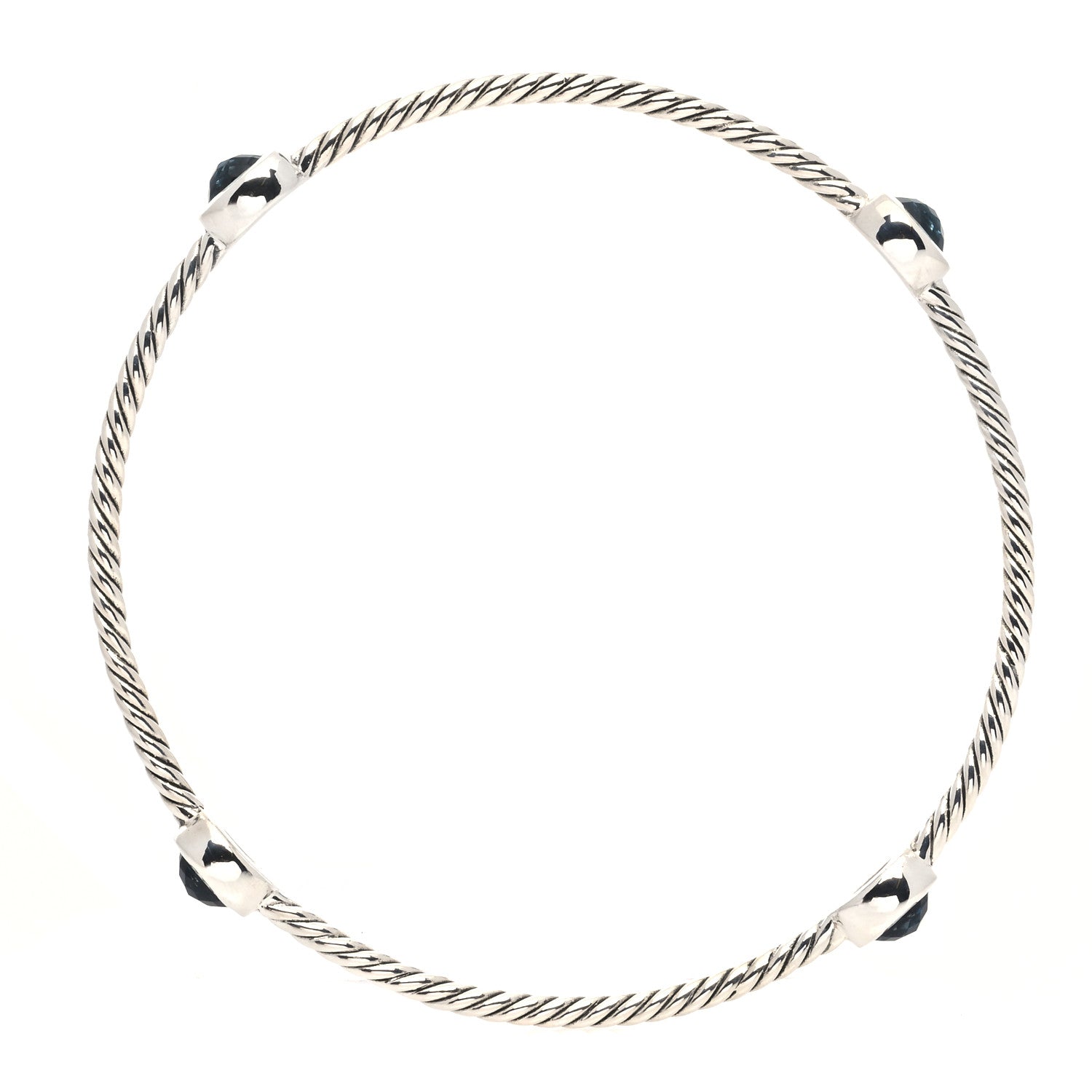 David Yurman Sterling Silver Blue Topaz 3mm Color Classics Four Station Bangle Bracelet 3 of 4
