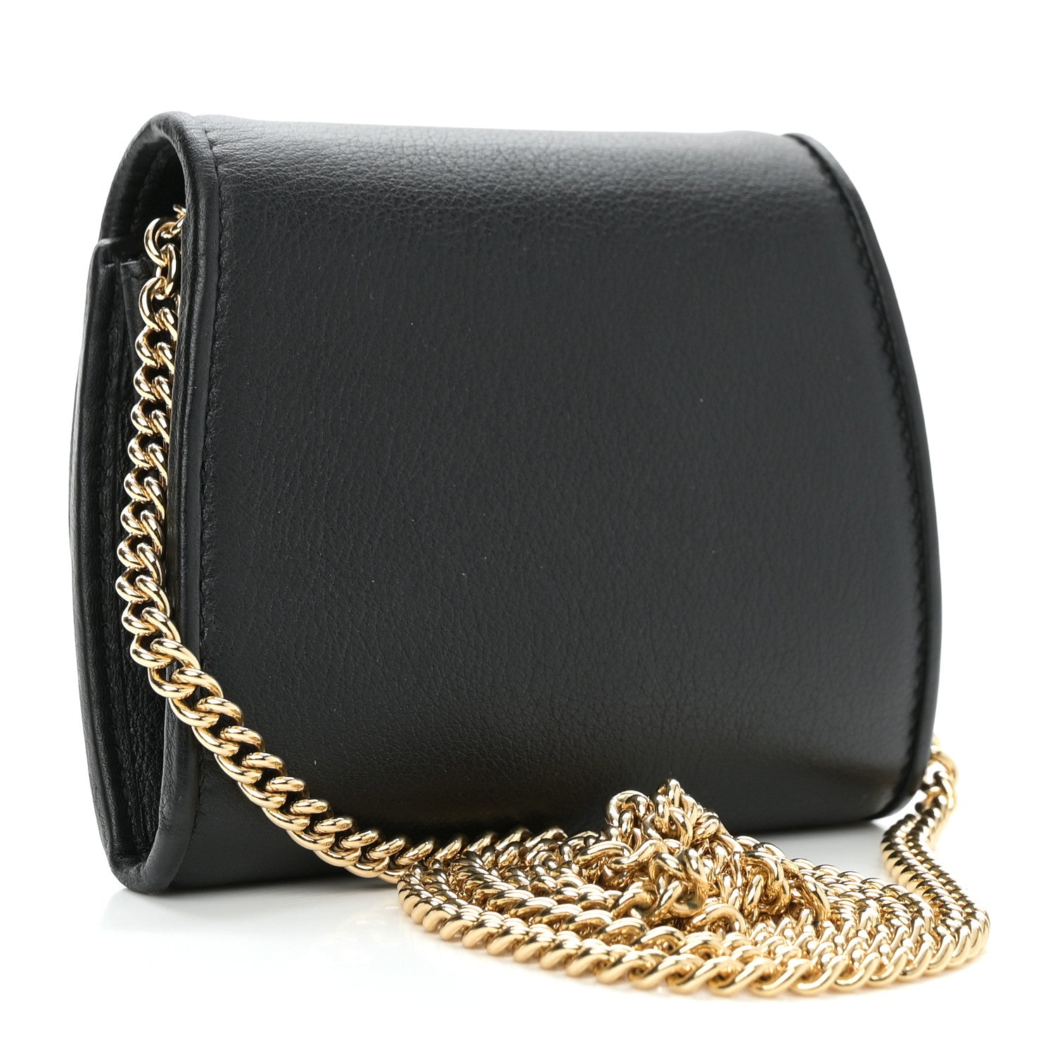 Gucci Roxy Calfskin Medium Blondie Chain Wallet Black 1740555