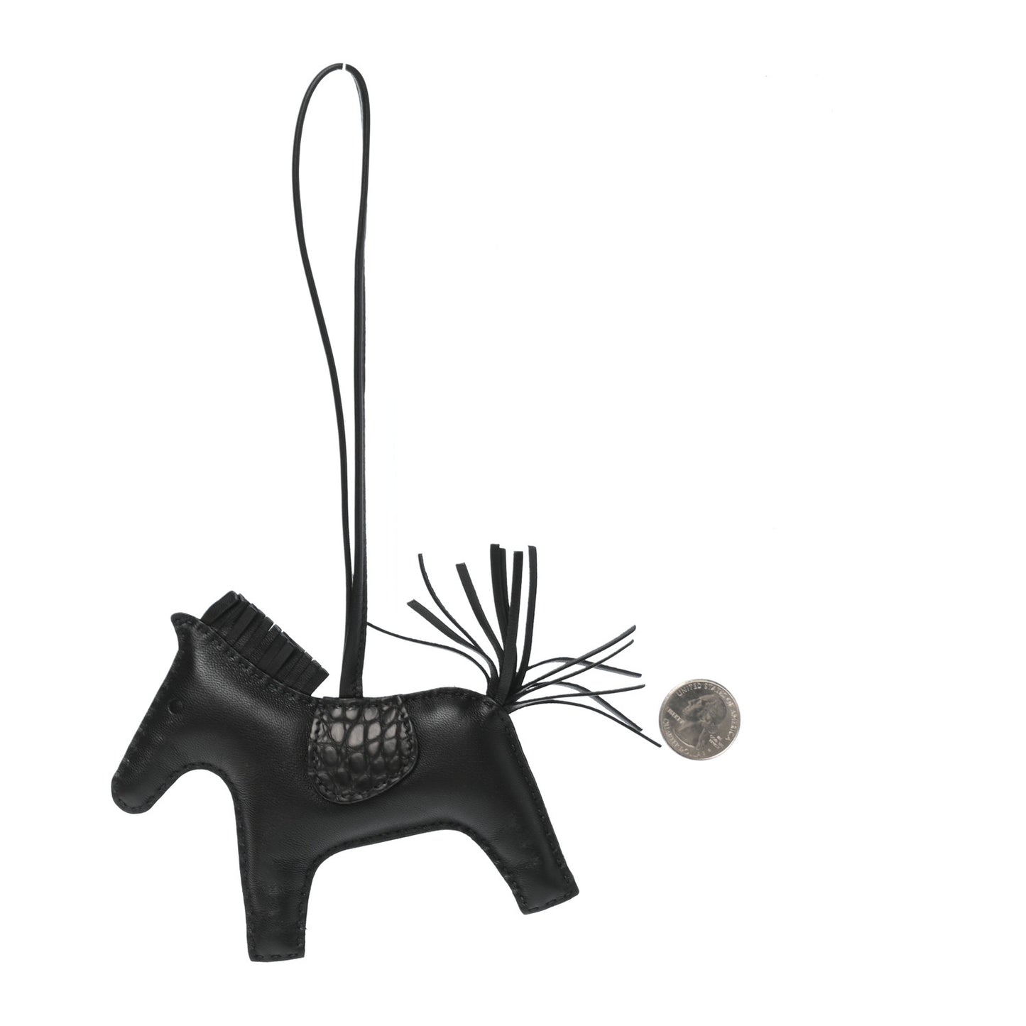 Milo Lambskin Matte Alligator Touch Grigri Rodeo Horse Bag Charm MM So Black