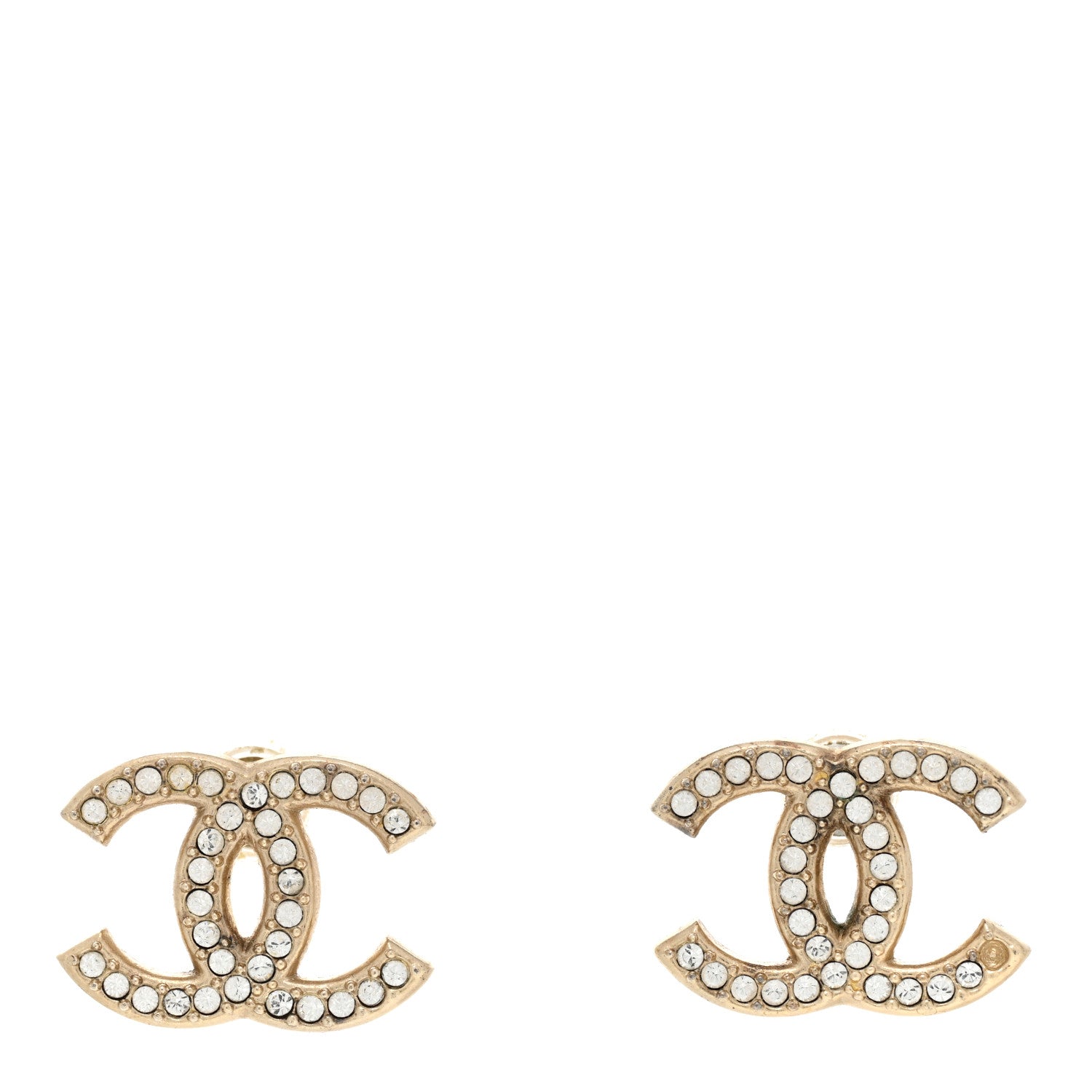 Chanel Crystal CC Earrings Light Gold 1 of 8