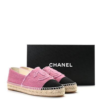 Chanel Linen CC Espadrilles 38 Pink Black 4 of 11
