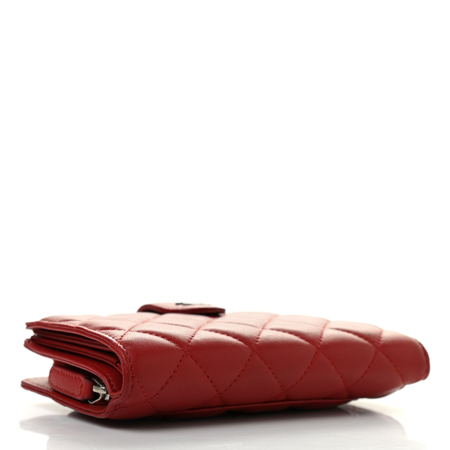 Chanel Lambskin Quilted Zipped Pocket Wallet Red 4 of 16