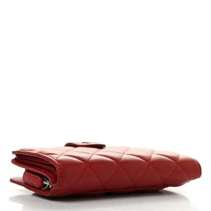 Chanel Lambskin Quilted Zipped Pocket Wallet Red 4 of 16
