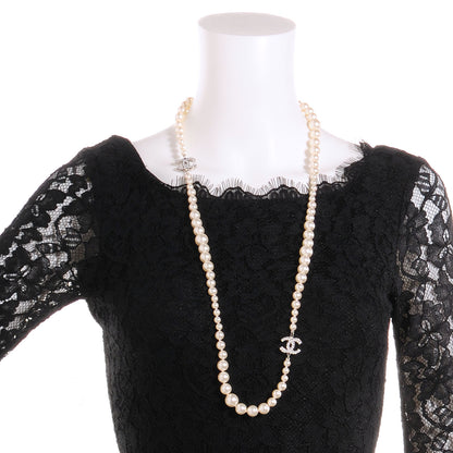 Chanel Pearl CC Long Necklace Silver 2 of 6