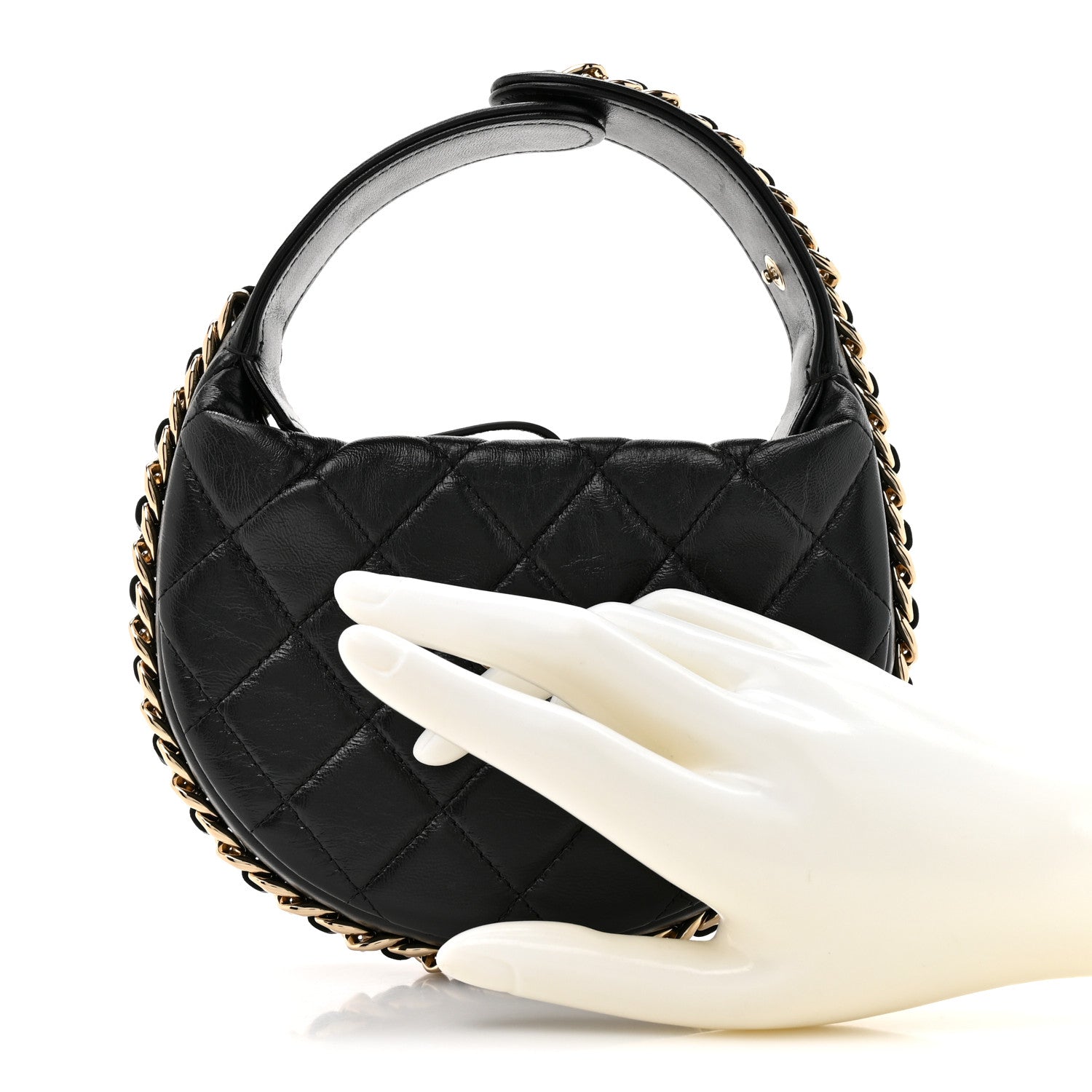 Chanel Lambskin Quilted Chain Around Pouch Black 2 of 11