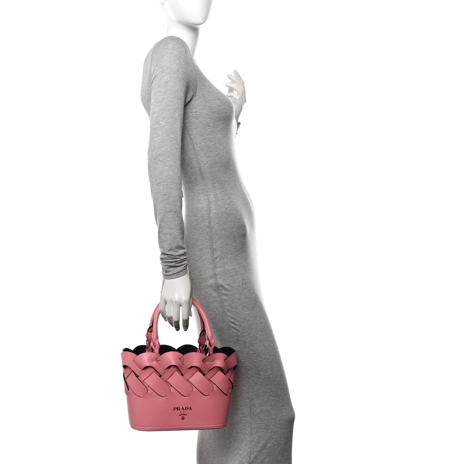 Prada Vitello Intreccio Tote Bag Petalo Black 3 of 11