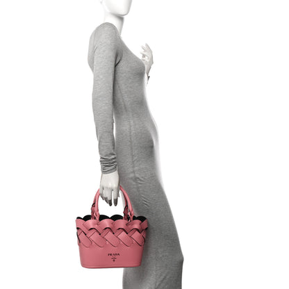 Prada Vitello Intreccio Tote Bag Petalo Black 3 of 11