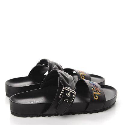 Louis Vuitton Calfskin New Wave Bom Dia Mule Sandals 41 Black 4 of 10