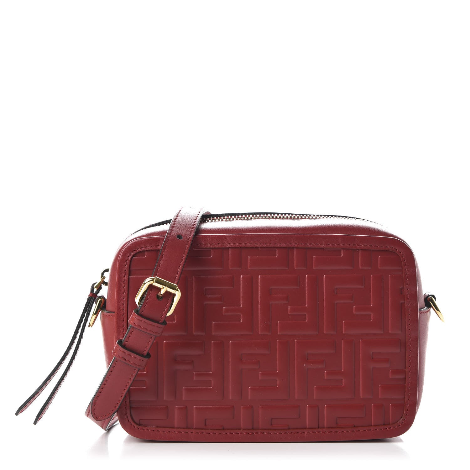 Fendi Vitello Century FF 1974 Embossed Mini Camera Case Fragola 1 of 11