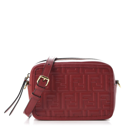 Fendi Vitello Century FF 1974 Embossed Mini Camera Case Fragola 1 of 11