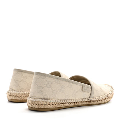 Gucci Washed Cotton Miro Soft Calfskin GG Monogram Espadrilles 37.5 White Mystic White 4 of 9