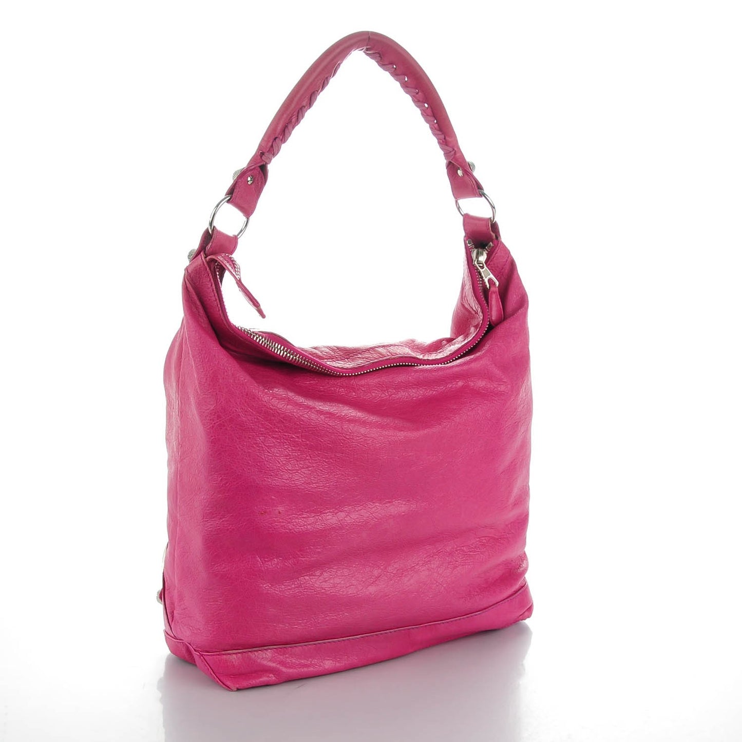Agneau Giant 21 Silver Hardware Day Hobo Cyclamen Fucsia