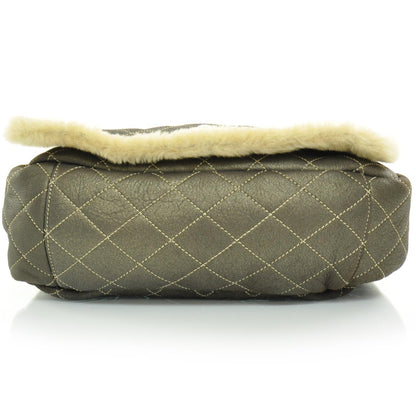 Chanel Shearling Fur and Lambskin Quilted Flap Bag Metallic Bronze 5 of 9