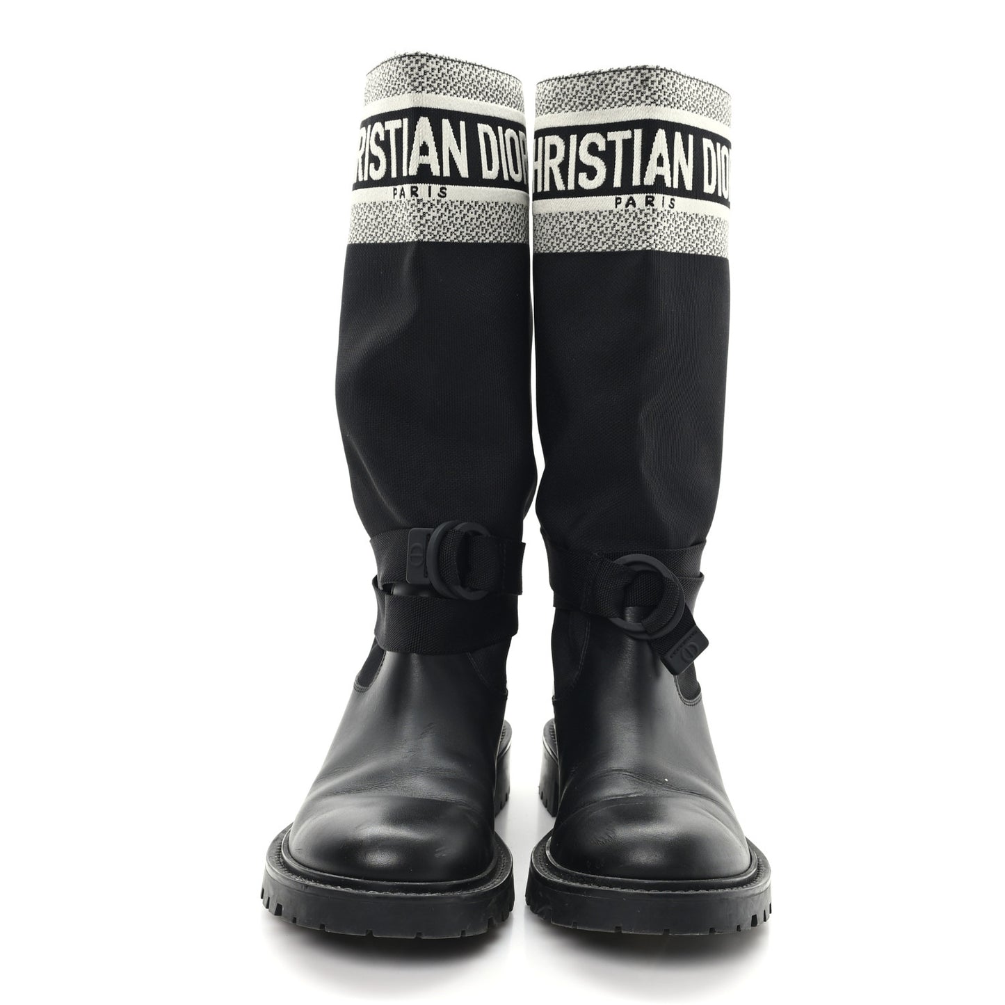 Calfskin Technical Fabric D-Major Boots 39 Black White