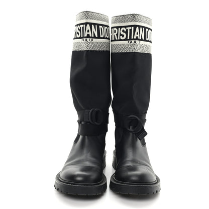 Christian Dior Calfskin Technical Fabric D-Major Boots 39 Black White 3 of 9