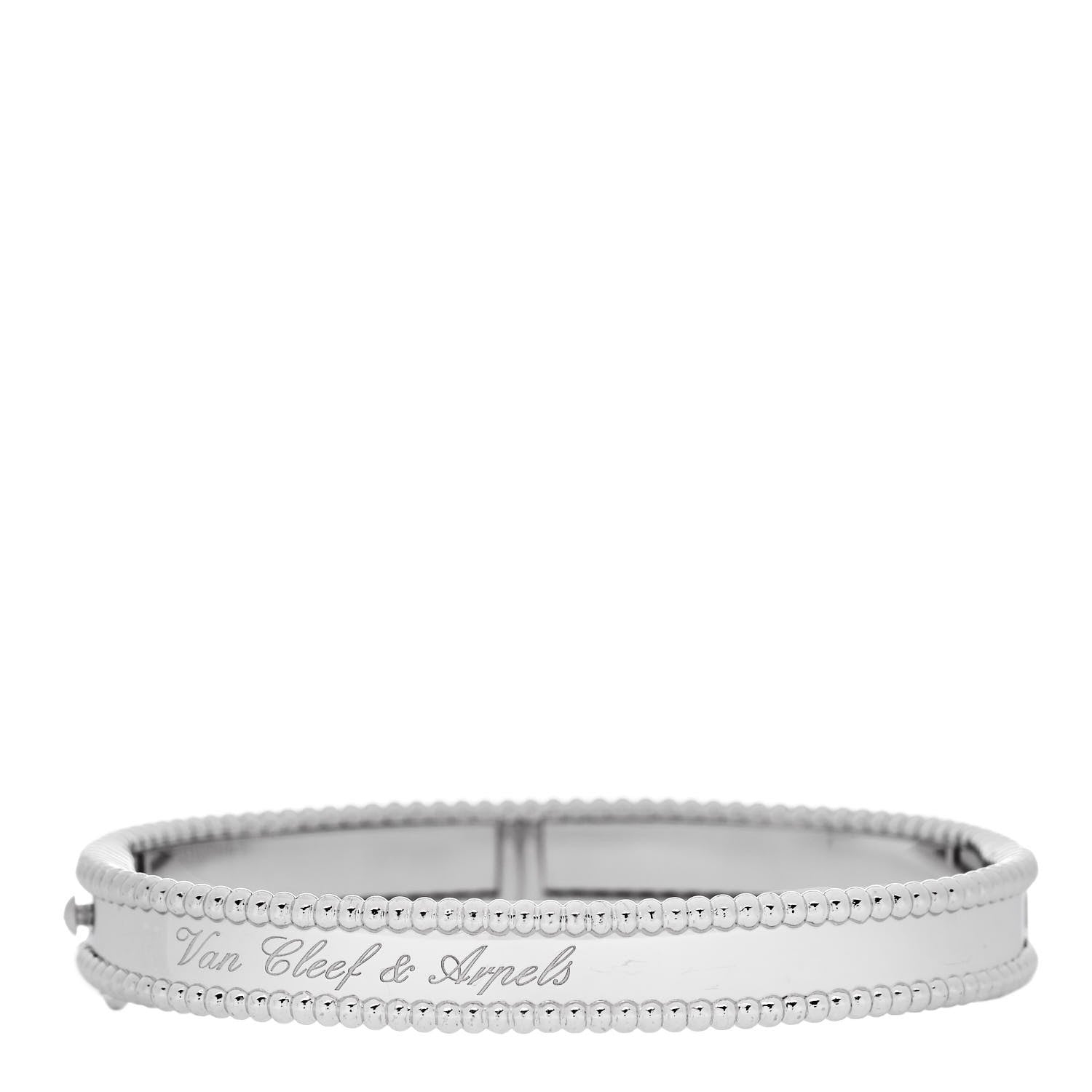 Van Cleef & Arpels 18K White Gold Perlee Signature Bangle Bracelet M 1 of 4