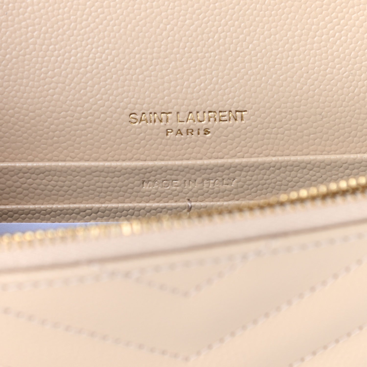 Saint Laurent Grain De Poudre Matelasse Chevron Monogram Envelope Chain Wallet Nude Powder 6 of 10