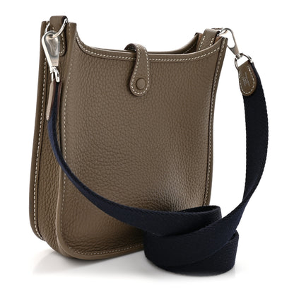 Hermes Taurillon Clemence Amazone Evelyne TPM Etoupe Bleu Indigo 3 of 11